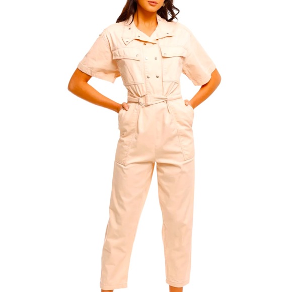 Magali Pascal x Anthropologie Dylan Lg Pink Beige Utility Jumpsuit Coveralls - Picture 5 of 15